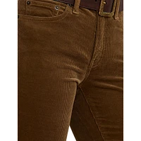 Stretch-Corduroy Mid-Rise Straight Pants