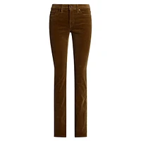 Stretch-Corduroy Mid-Rise Straight Pants