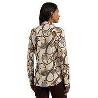 Classic-Fit Belting-Print Crepe Shirt