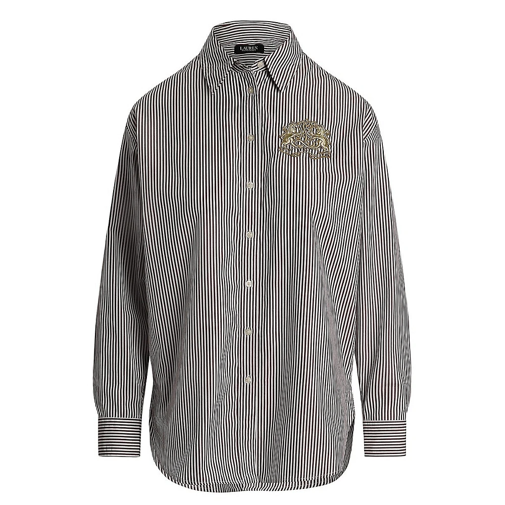 Relaxed-Fit Lion Crest Striped Broadcloth Shirt