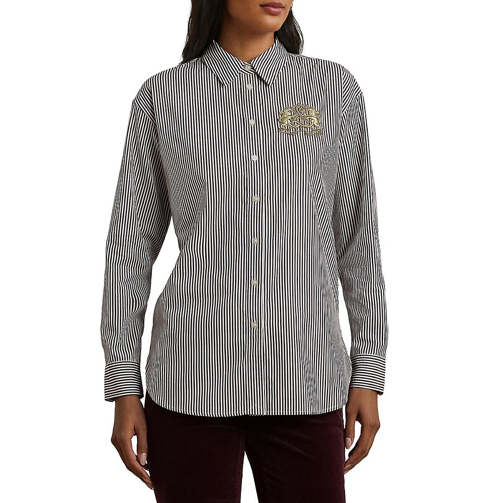 Relaxed-Fit Lion Crest Striped Broadcloth Shirt