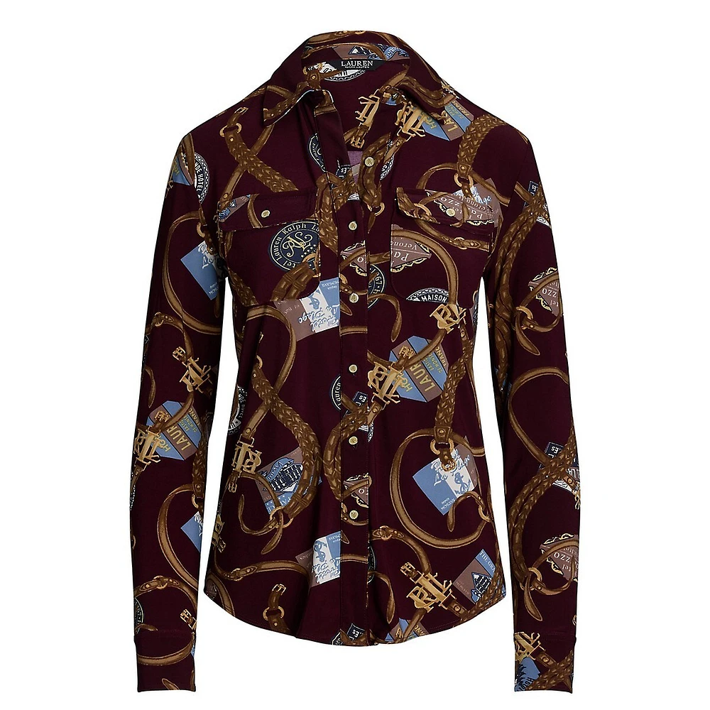 Slim-Fit Belt-Print Stretch Jersey Shirt