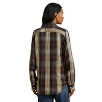 Relaxed-Fit Plaid Roll-Tab-Sleeve Shirt