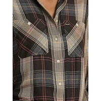 Relaxed-Fit Plaid Roll-Tab-Sleeve Shirt