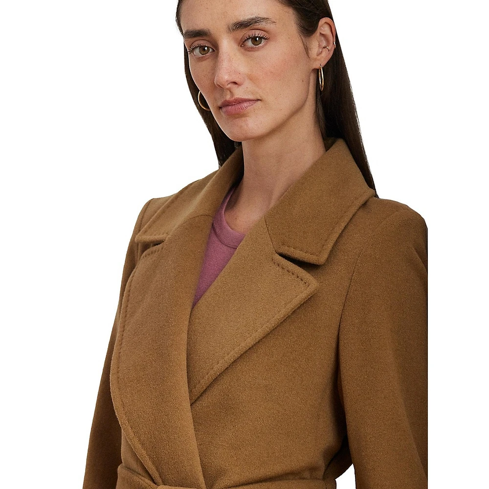 Double-Faced Wool-Blend Wrap Coat