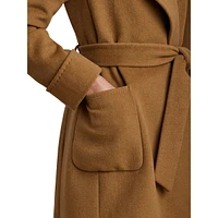 Double-Faced Wool-Blend Wrap Coat