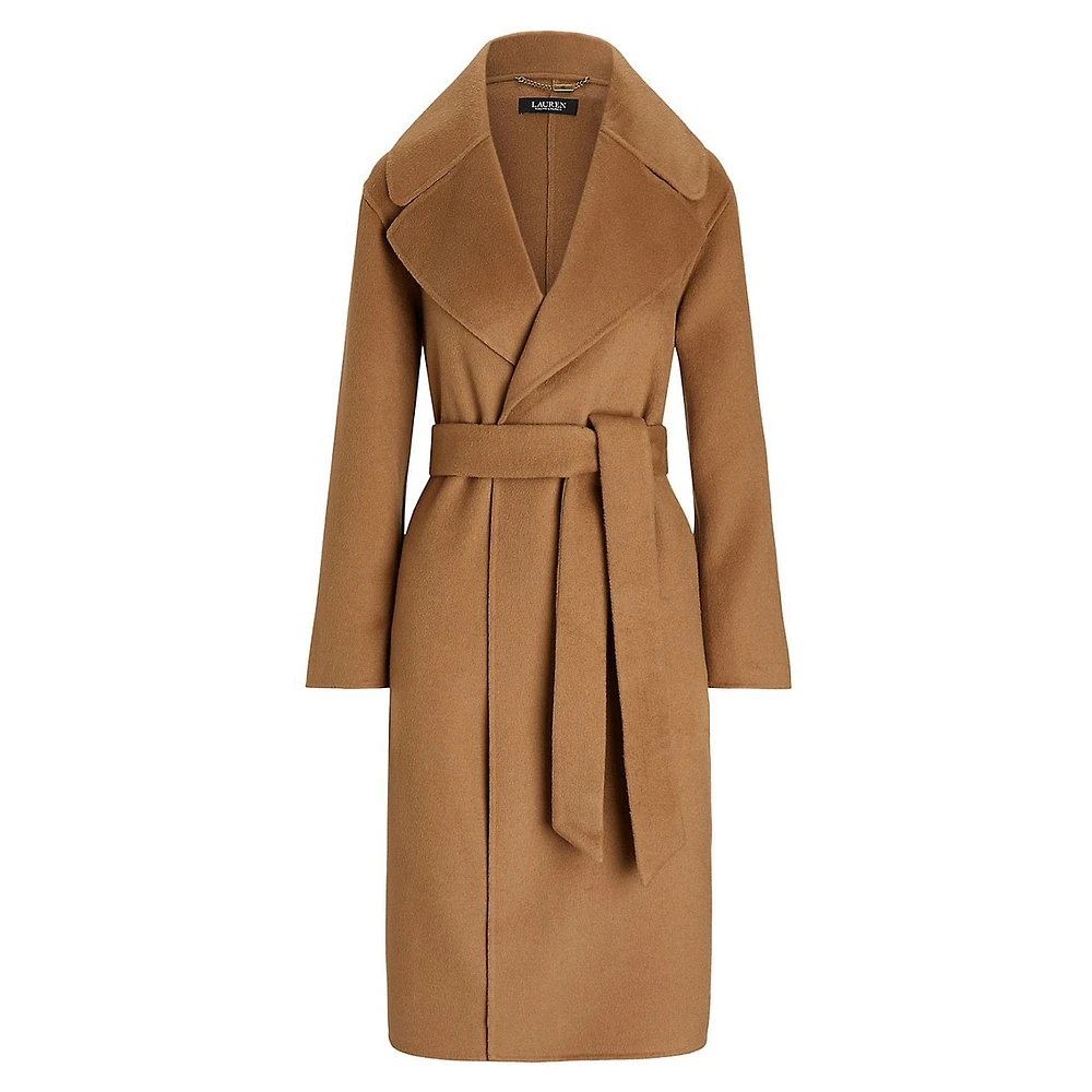 Double-Faced Wool-Blend Wrap Coat