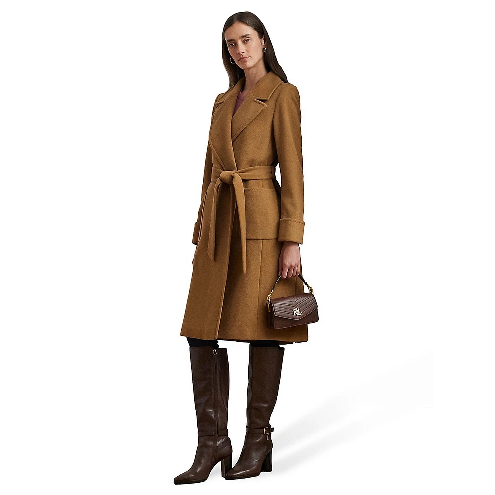 Double-Faced Wool-Blend Wrap Coat