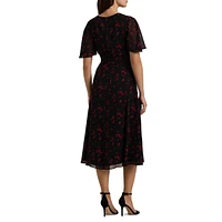 Floral Crinkle Georgette Midi Dress