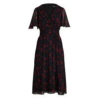 Floral Crinkle Georgette Midi Dress