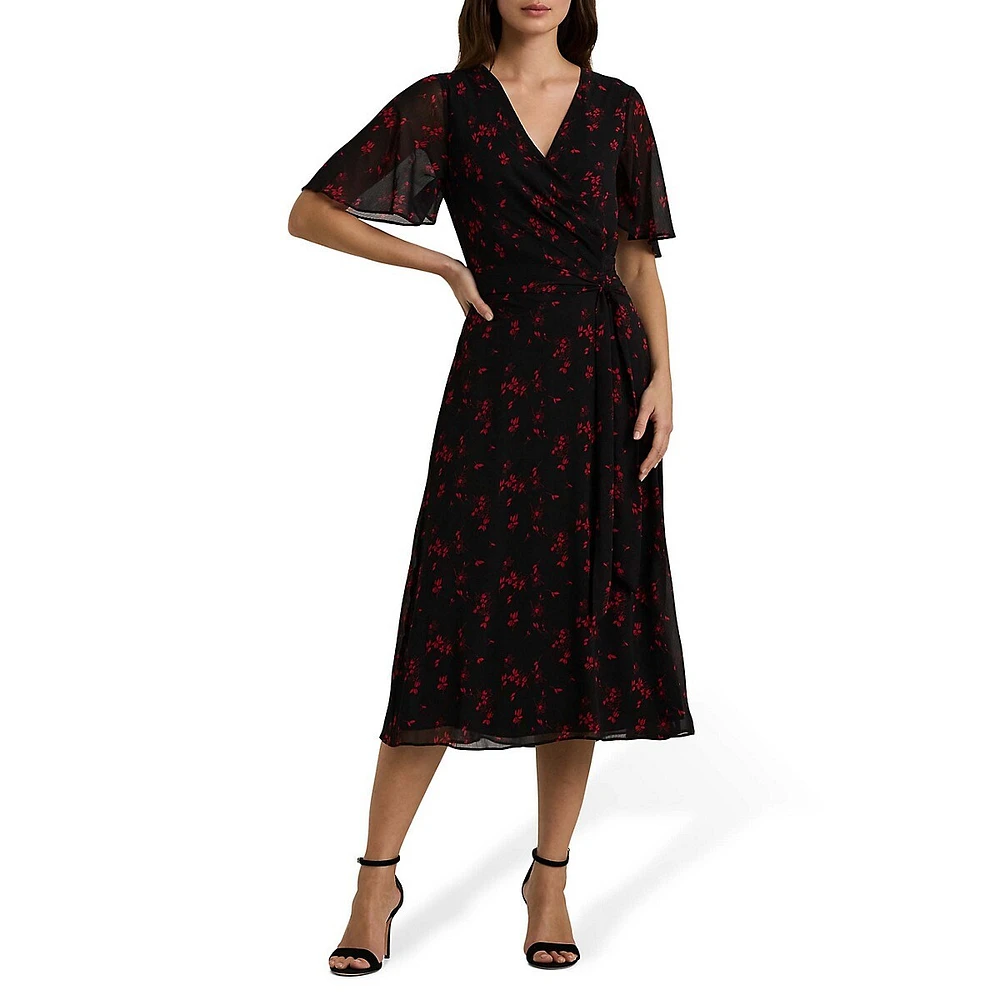 Floral Crinkle Georgette Midi Dress