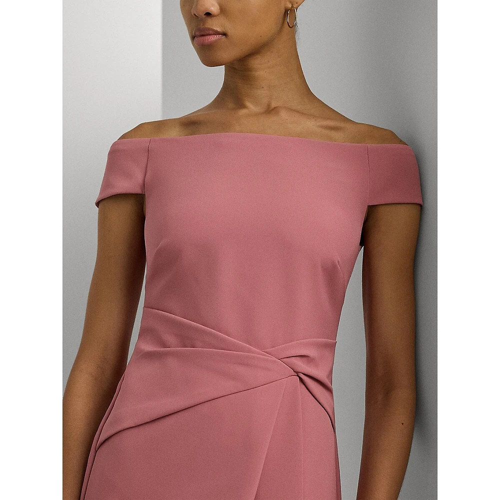 Crepe Off-The-Shoulder Cocktail Dress