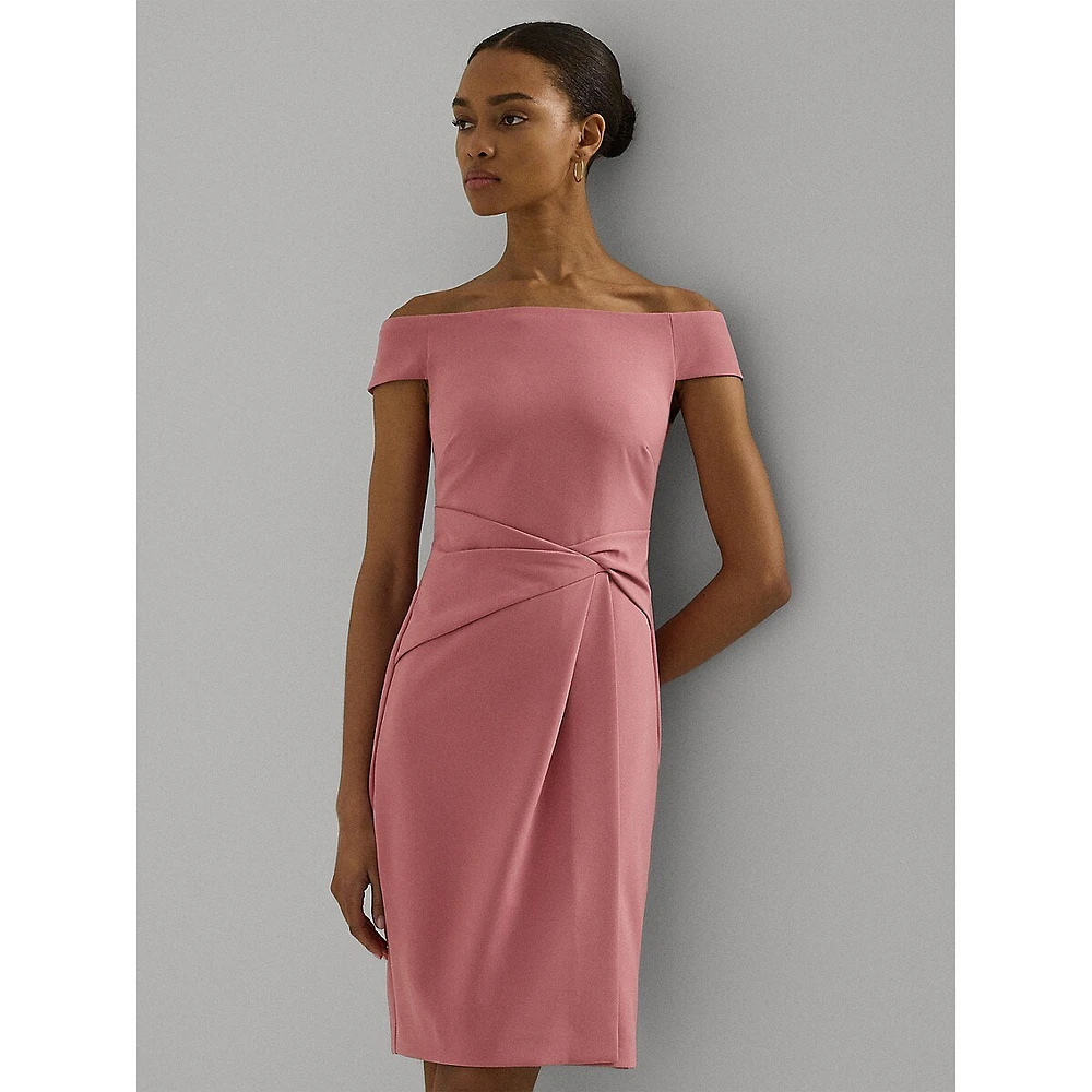 Crepe Off-The-Shoulder Cocktail Dress