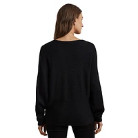 Rib-Knit Dolman-Sleeve Sweater