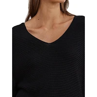 Rib-Knit Dolman-Sleeve Sweater