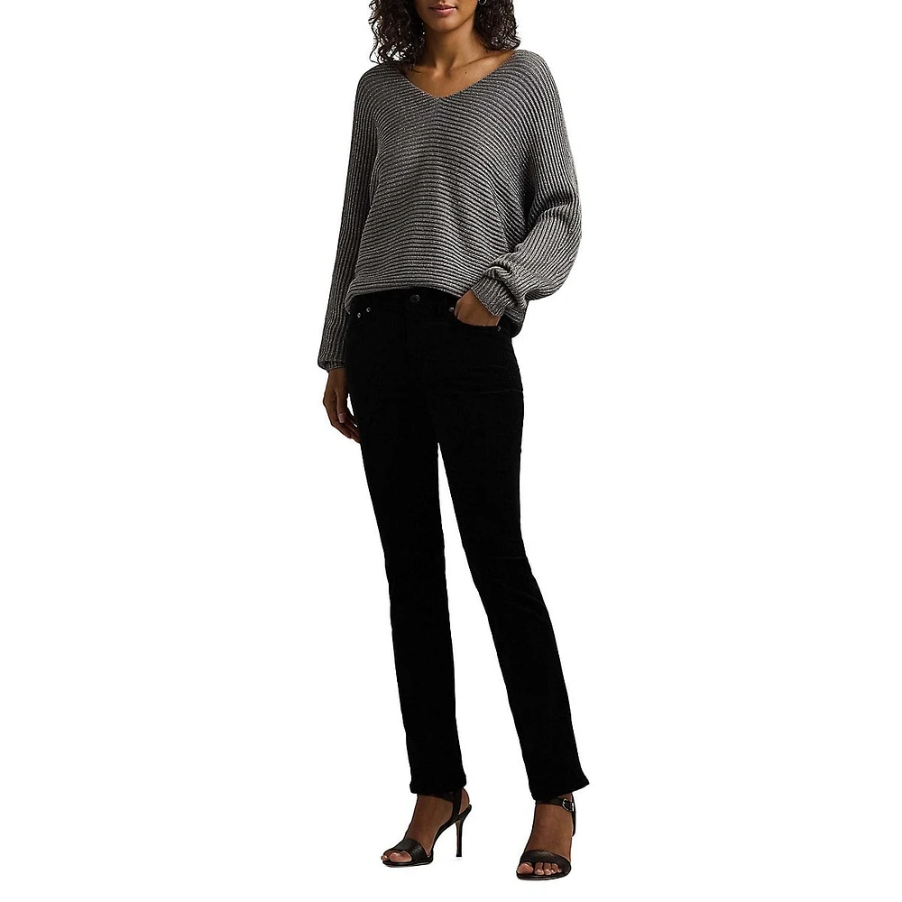 ​Metallic Rib Dolman-Sleeve Sweater