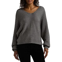 ​Metallic Rib Dolman-Sleeve Sweater