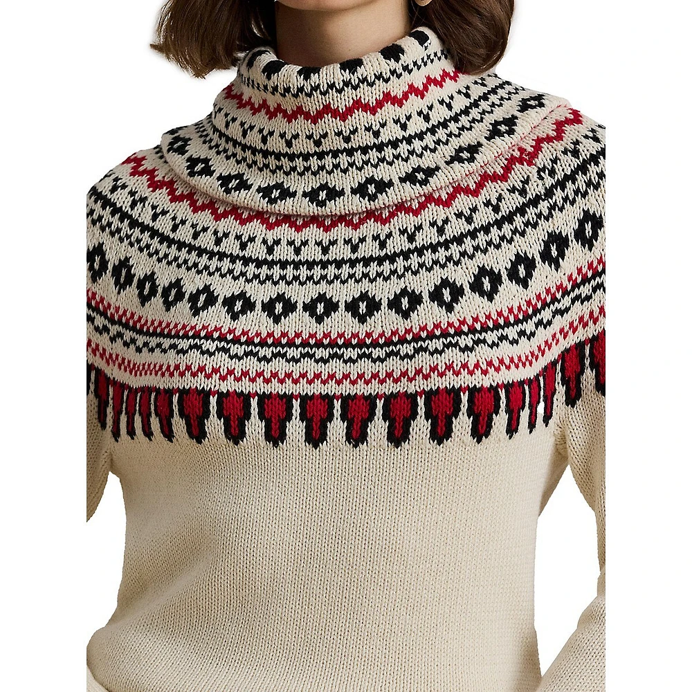 Fair Isle Cotton Turtleneck Sweater