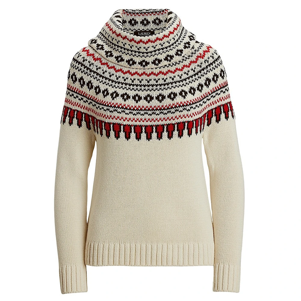 Fair Isle Cotton Turtleneck Sweater