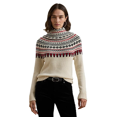 Fair Isle Cotton Turtleneck Sweater