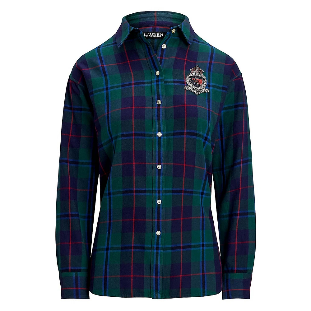 ​Relaxed-Fit Black Watch Plaid Shirt