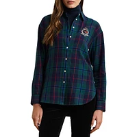 ​Relaxed-Fit Black Watch Plaid Shirt