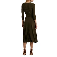 Surplice Jersey Midi Dress