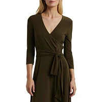 Surplice Jersey Midi Dress