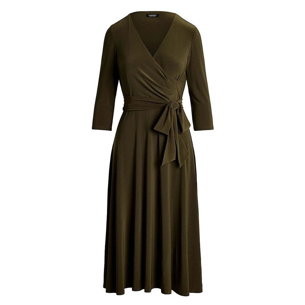 Surplice Jersey Midi Dress