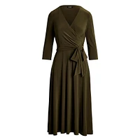 Surplice Jersey Midi Dress