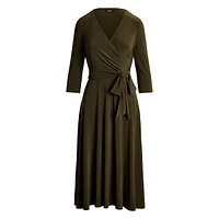 Surplice Jersey Midi Dress