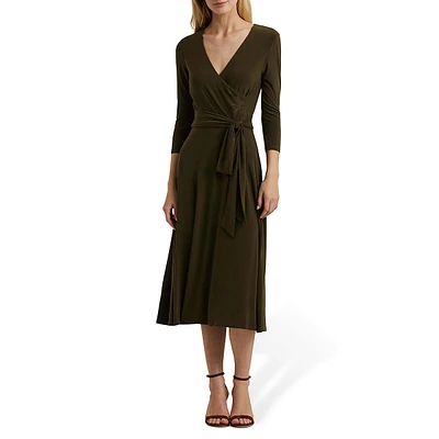 Surplice Jersey Midi Dress