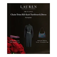 Chain-Trim Rib-Knit Turtleneck Midi Dress