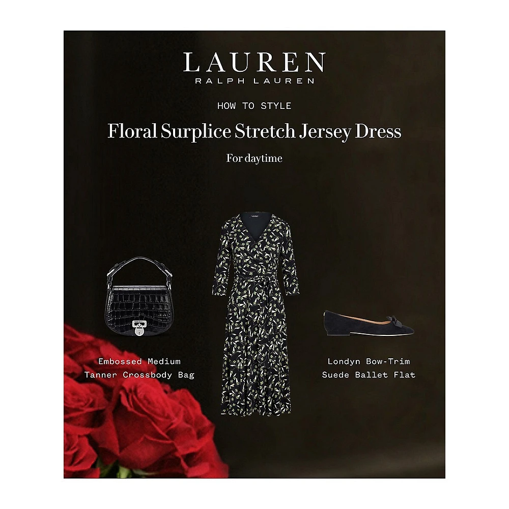 Floral Surplice Stretch-Jersey Midi Dress