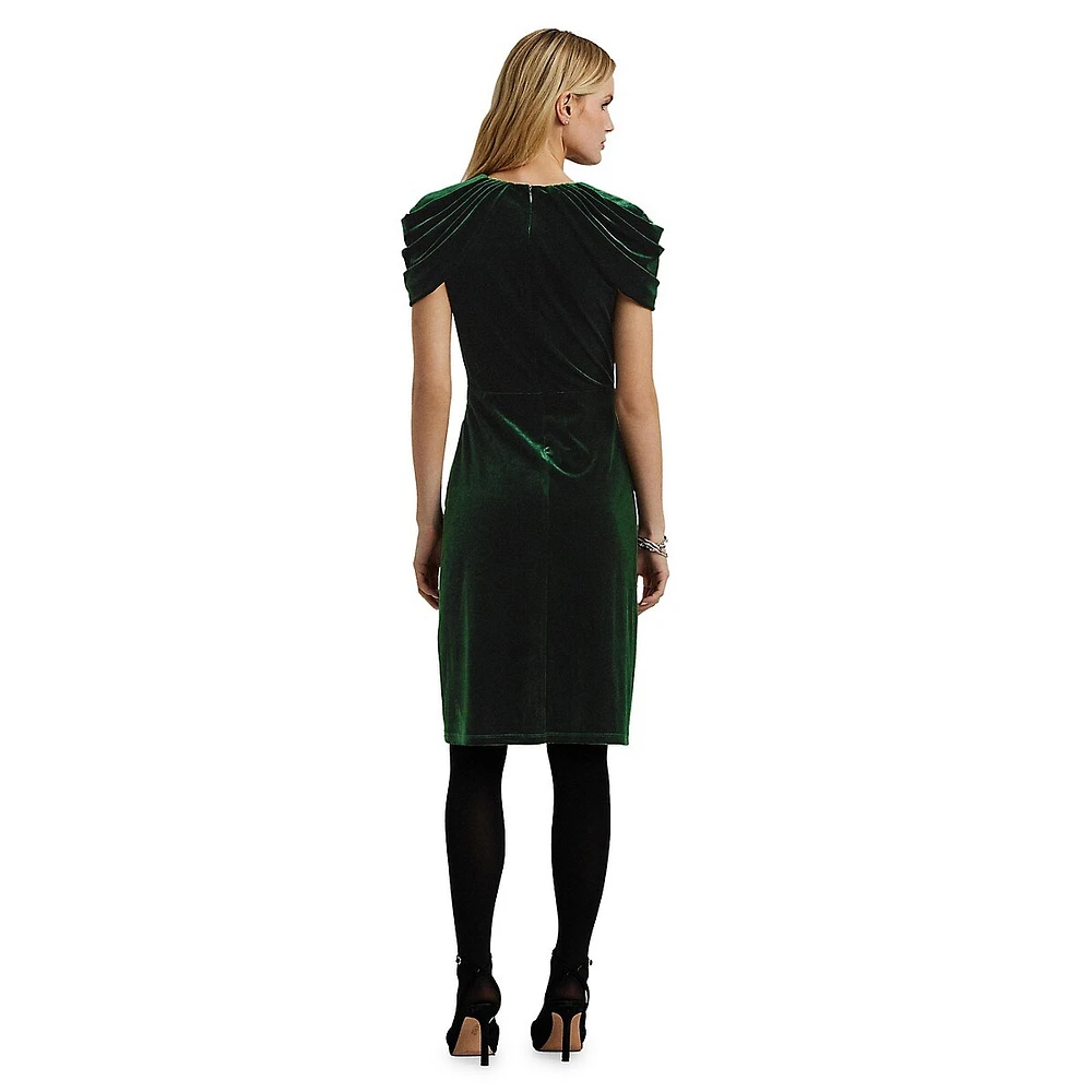 Pleated Velvet Cocktail Dress