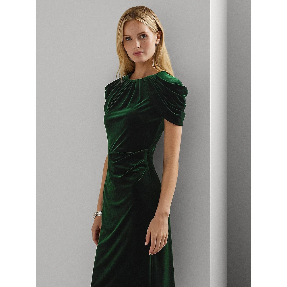 Pleated Velvet Cocktail Dress