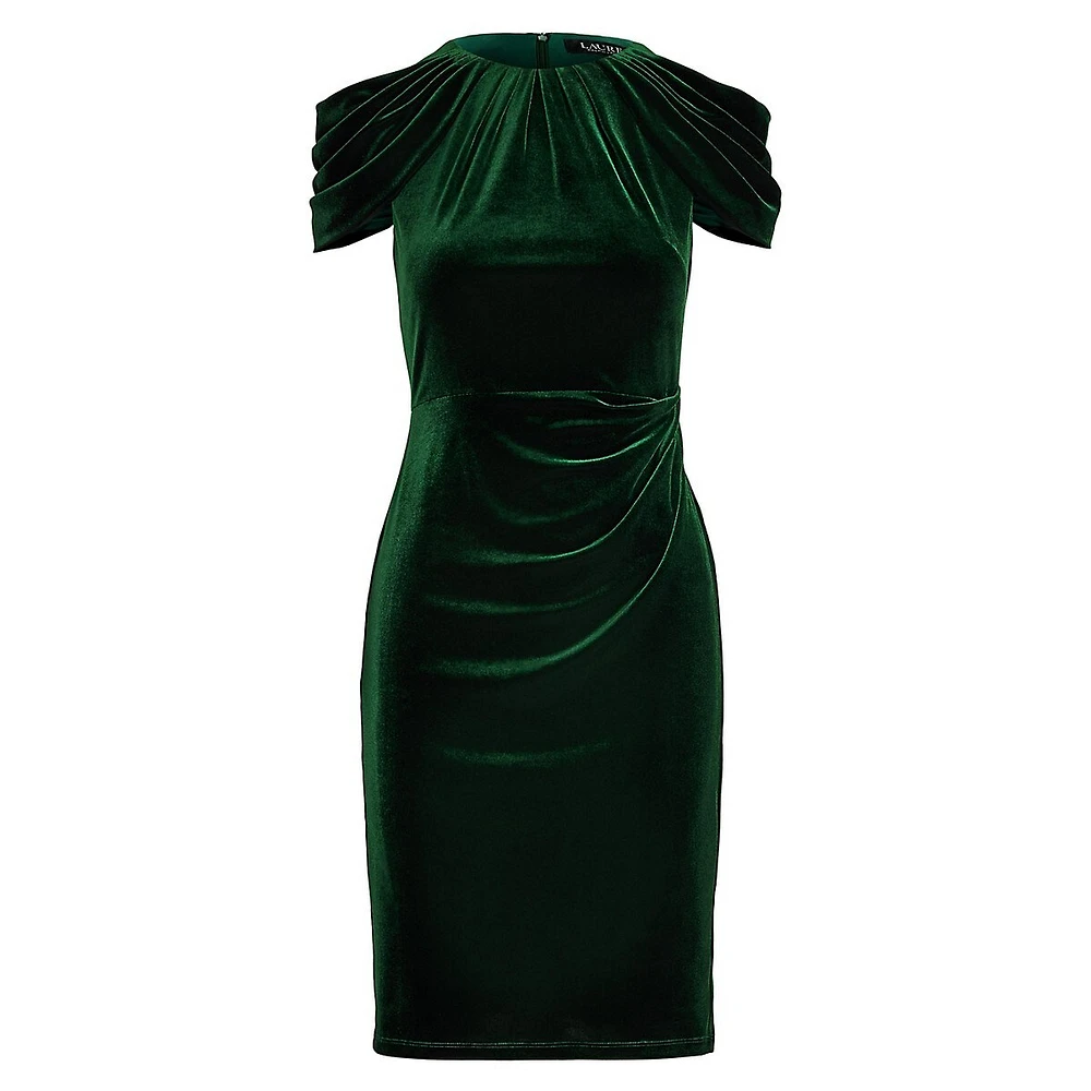 Pleated Velvet Cocktail Dress