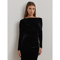 Velvet One-Shoulder Cocktail Dress