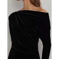 Velvet One-Shoulder Cocktail Dress