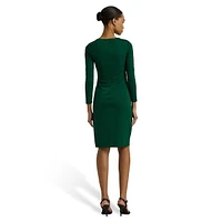 Ring-Trim Jersey Sheath Dress