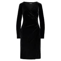 Stretch-Velvet Surplice Dress