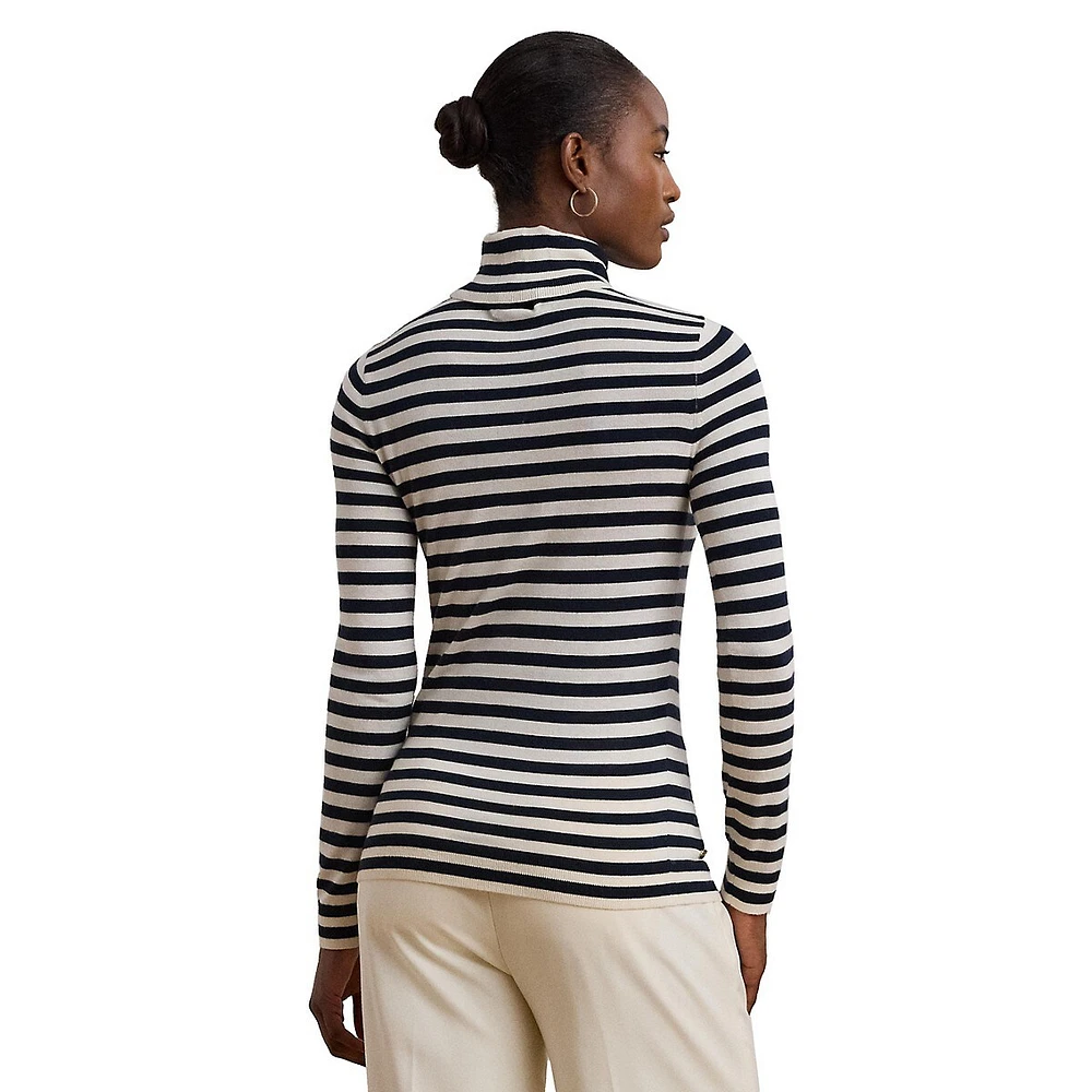 Striped Silk-Blend Turtleneck Sweater