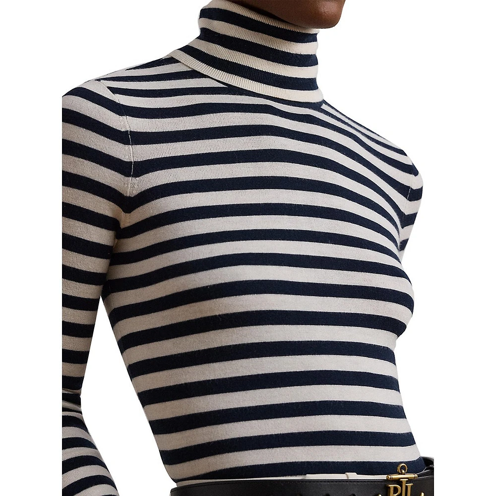 Striped Silk-Blend Turtleneck Sweater