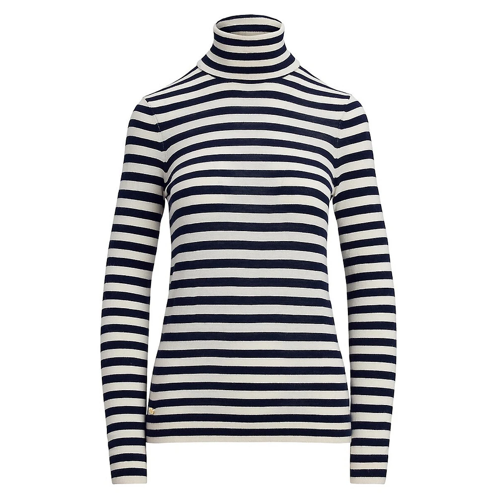 Striped Silk-Blend Turtleneck Sweater