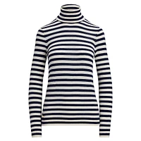 Striped Silk-Blend Turtleneck Sweater