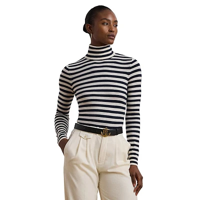 Striped Silk-Blend Turtleneck Sweater