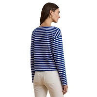 Striped Cotton Jersey Boatneck Top