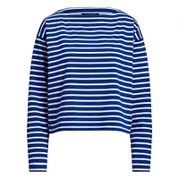 Striped Cotton Jersey Boatneck Top