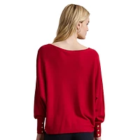 Cotton-Blend Dolman-Sleeve Sweater