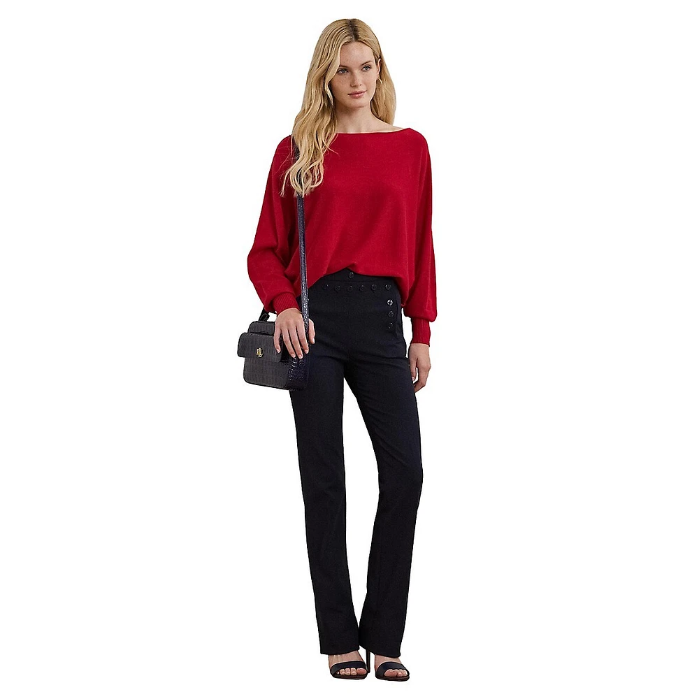 Cotton-Blend Dolman-Sleeve Sweater